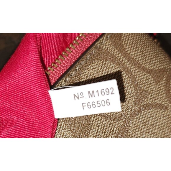 Coach Signature Double Zip Wristlet Pink Leather Trim - Picture 3 of 7